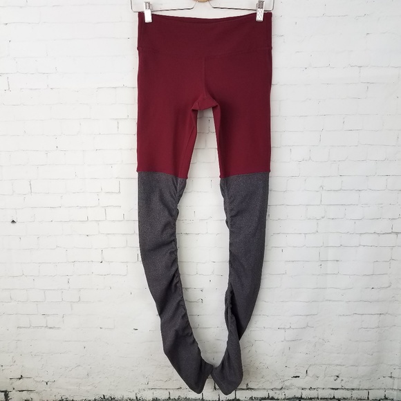 ALO Yoga Pants - Alo Yoga Goddess Leggings Maroon Gray Ruched S